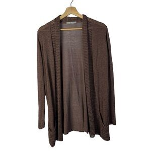 Marks and Spencer M&S Brown Linen Lightweight Open Front Cardigan S